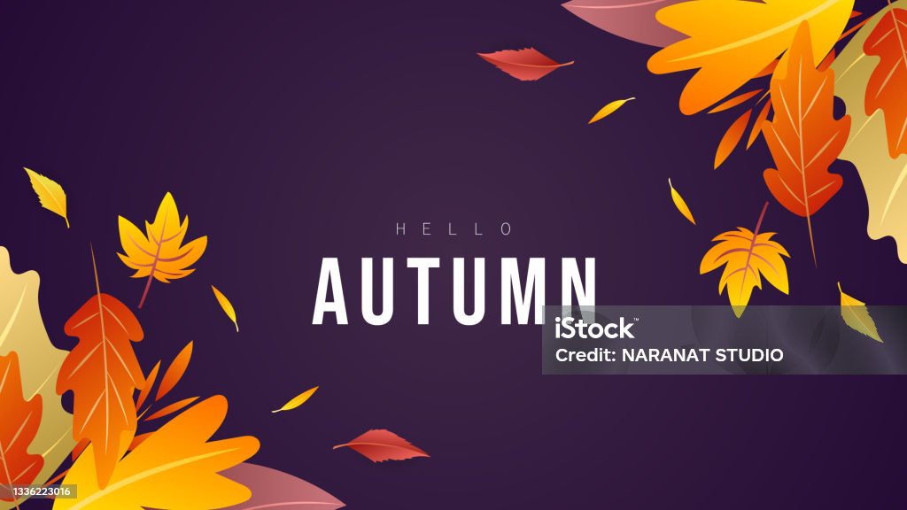 Banner Autumn Background Many Leaves Change Color In The Autumn Colors For  Content Online Or Web Banner And Template Simple Cartoon Flat Style  Illustration Vector Eps 10 Stock Illustration - Download Image