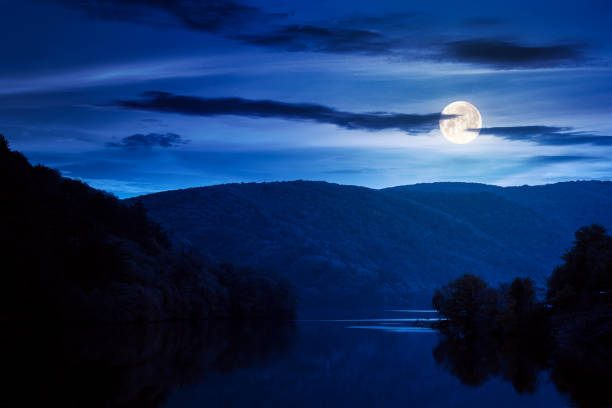 istock beautiful scenery with lake at night 1336224605