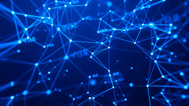 istock Geometric digital connect network line, dots and number background 1336224677