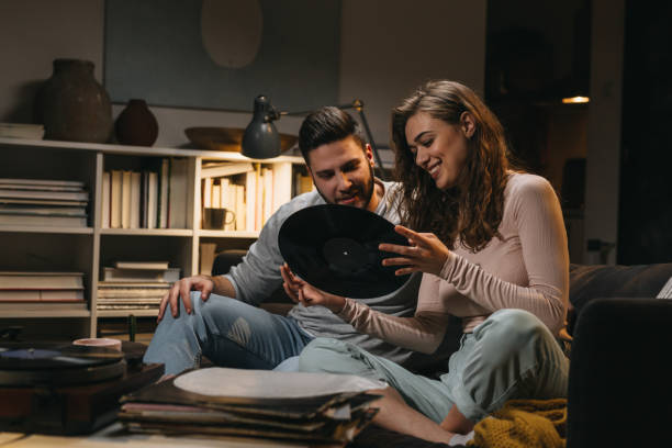 young couple spending evenng at home