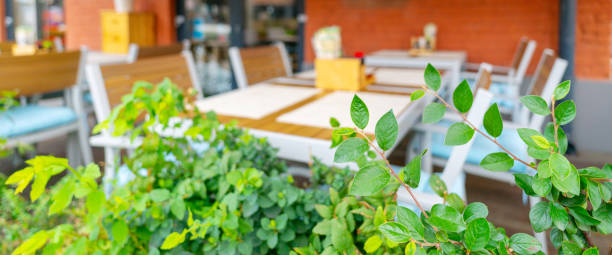 istock Interior of a summer street cafe 1336224839