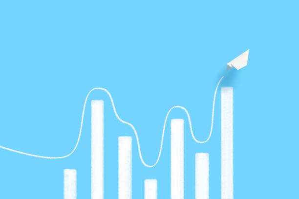 The paper plane flies upwards after a series of ups and downs.