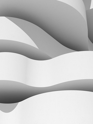 Abstract white circular architecture, Concave and convex, Curve building. 3d rendering.
