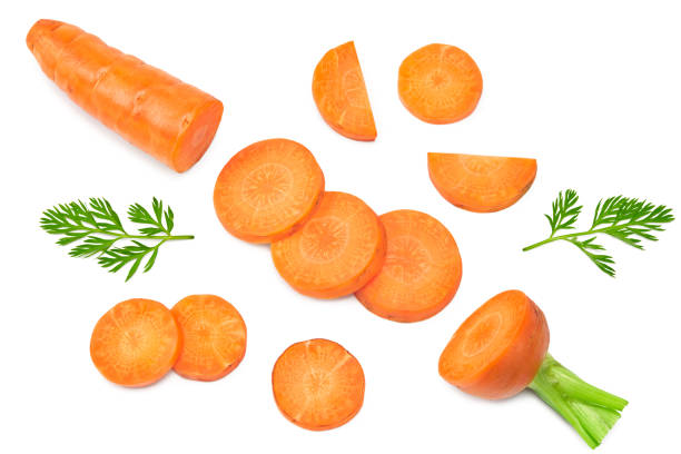 istock sliced carrot isolated on white background. clipping path. top view 1336233851