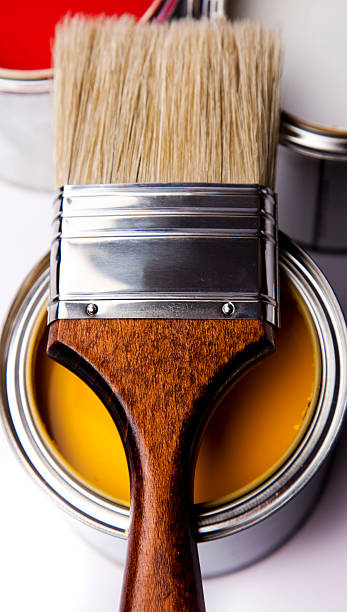istock Cans of paint with paintbrush 133623421