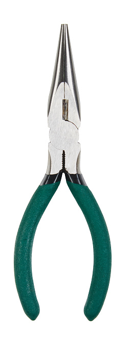Pointed nose pliers in front of white background
