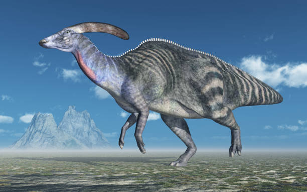 istock Dinosaur Parasaurolophus in a landscape 1336238418