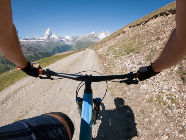 istock Mountain biker on trail, POV 1336242066