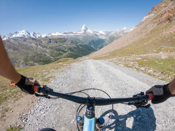 istock Mountain biker on trail, POV 1336242430
