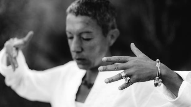istock Spiritual Coach Sending Positive Thoughts Hand Gesture 1336244012
