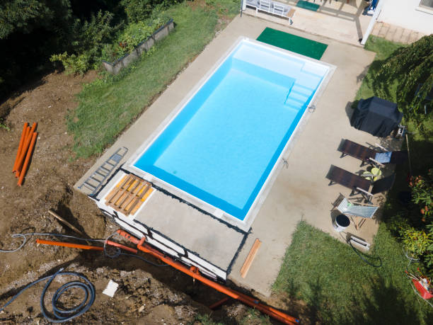 istock Aerial of Pool Build Construction Site 1336244637