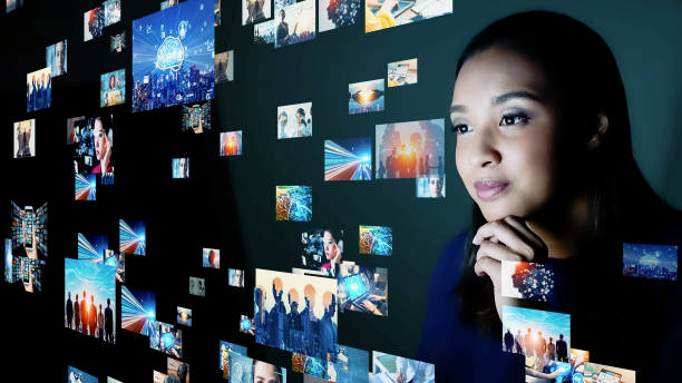 istock Digital contents concept. Social networking service. Streaming video. communication network. 1336245247