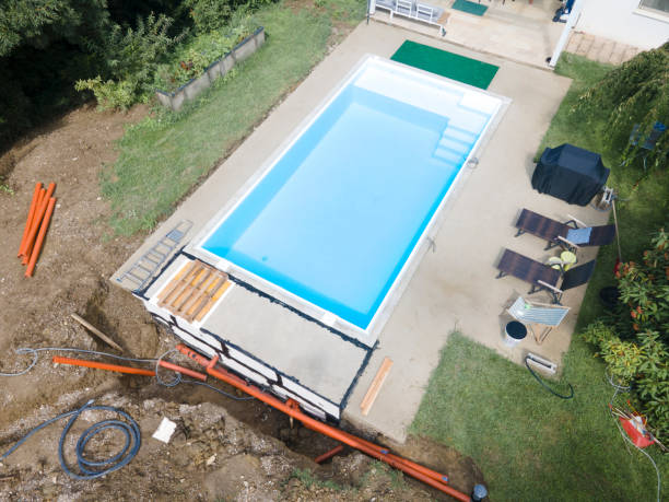 istock Aerial of Pool Build Construction Site 1336245252