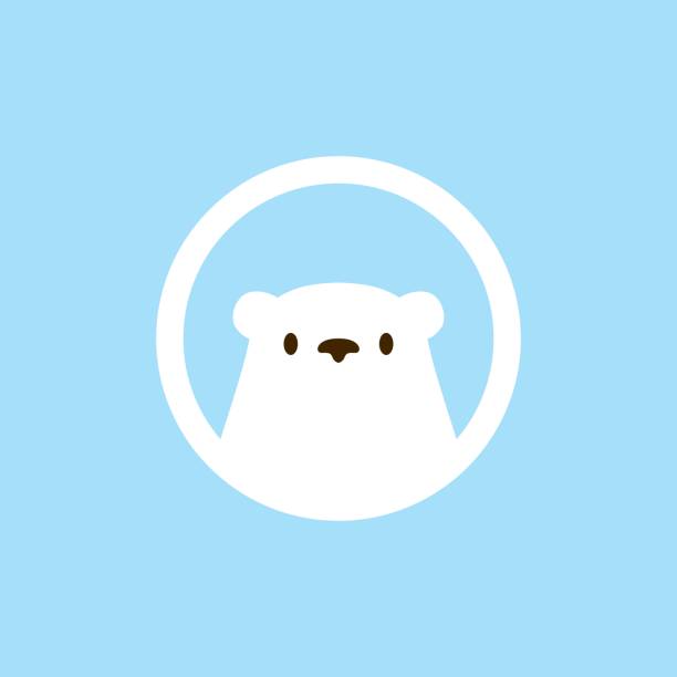 ilustrações de stock, clip art, desenhos animados e ícones de polar bear head round emblem vector icon illustration - cria