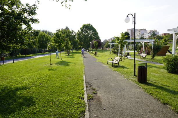 Arad,Romania - July 20, 2021: Beautiful park for young and old people