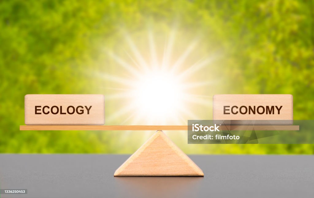 ecology and economy in balance Economy Stock Photo