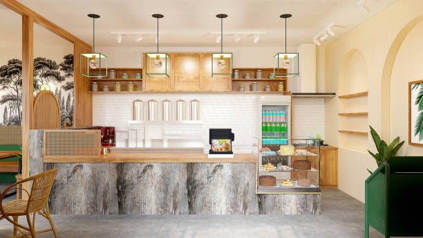 istock 3d render of cafe restaurant interior 1336252313