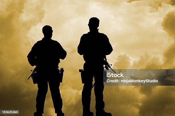 Army Men Stock Photo - Download Image Now - Special Forces, Alertness, In Silhouette