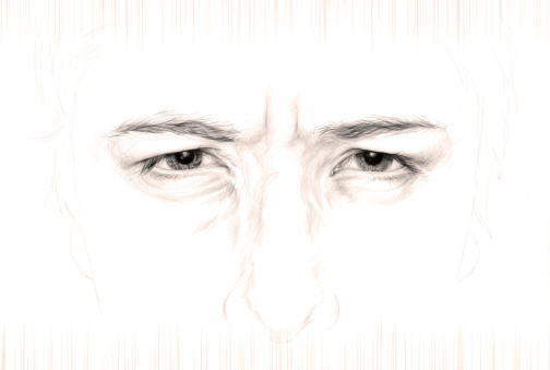 Graphite eyes stare out at the viewer in this penetrating digital pencil sketch.