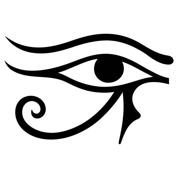 ilustraciones, imágenes clip art, dibujos animados e iconos de stock de el antiguo símbolo egipcio del sol es el ojo derecho del dios horus. un amuleto protector místico de los faraones. un signo que simboliza la fuerza masculina. - faraón
