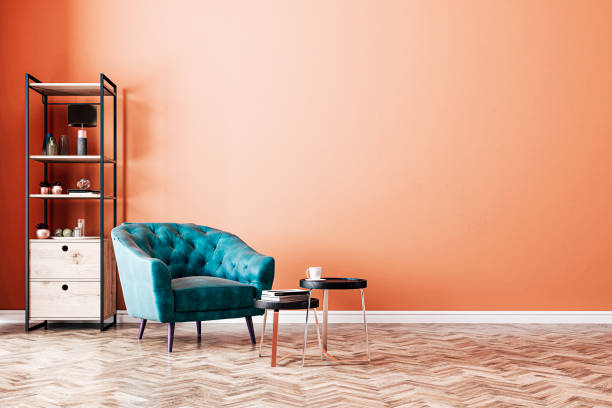 istock 3d render of beautiful interior with empty blank wall and armchair 1336258573