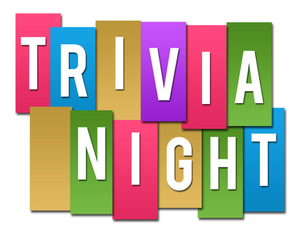 Trivia night text written over colourful background.
