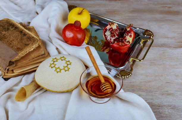 istock Jewish holiday Rosh Hashanah celebration on festive table 1336270144
