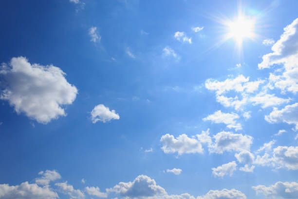 istock Beautiful blue cloudy sky in windy weather. Background or blank 1336271471