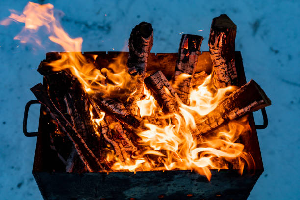 istock Brazier with fire and coals for cooking on the fire. 1336271552