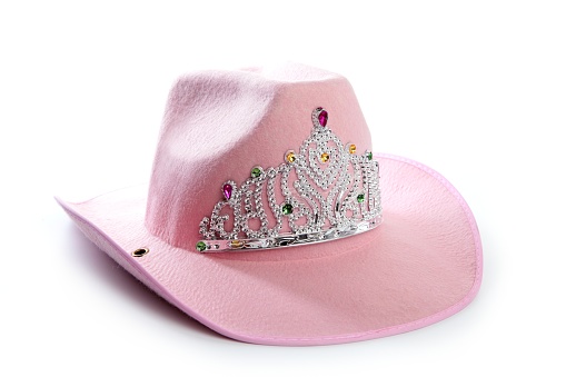 Children girl pink cowboy cowgirl hat with princess crown