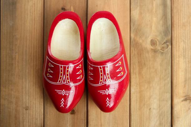 istock Dutch Holland red wooden shoes on wood 1336273473