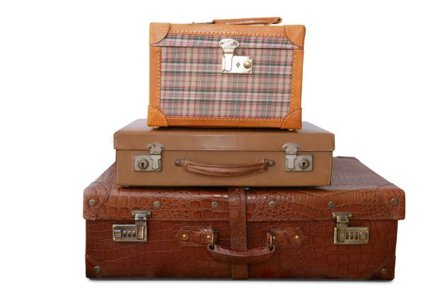 istock Aged old luggage leather vintage bags 1336273553