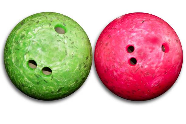 istock Bowling balls red an green isolated on white 1336273599