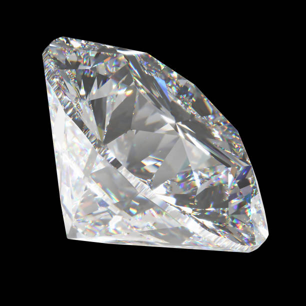 istock Beautiful Shiny Diamond in Brilliant Cut on Black Background - Diamond Backdrop, Crystal Background 1336274407