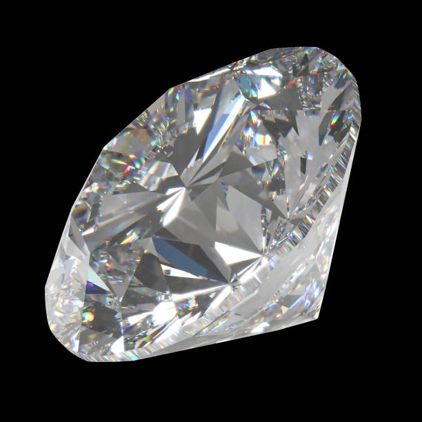 istock Beautiful Shiny Diamond in Brilliant Cut on Black Background - Diamond Backdrop, Crystal Background 1336274986