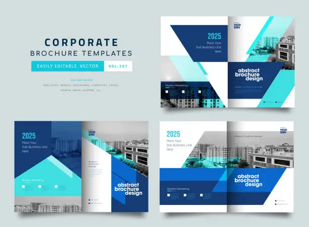 Vector illustration of Business Flyer Corporate Flyer Template set Geometric shape Flyer Abstract blue concepts