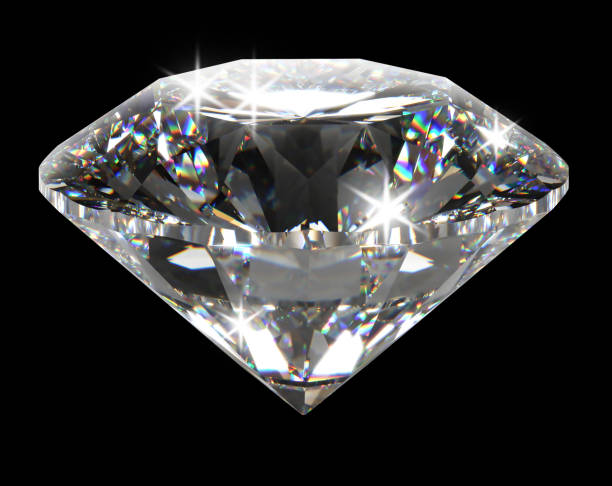 istock Beautiful Shiny Diamond in Brilliant Cut on Black Background - Diamond Backdrop, Crystal Background 1336275434