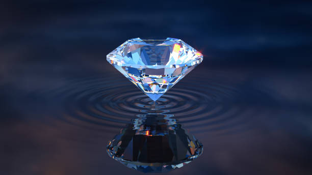 istock Luxury Shinning Diamond Balanced on Rippled Water Surface with Reflected Sky Background, Diamond Wallpaper, 1336275496
