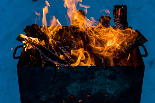 istock Brazier with fire and coals for cooking on the fire. 1336275929