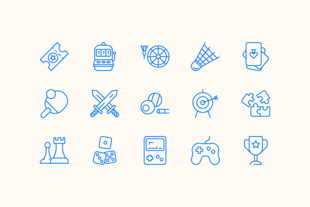 set of icons about games and entertainment vector art illustration