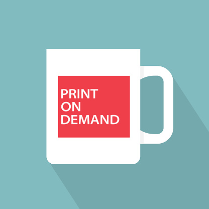 mug with POD Print On Demand text, ecommerce business concept- vector illustration