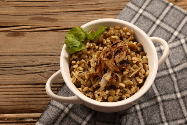 Middle Eastern Mujaddara Bulgur Wheat Rice
