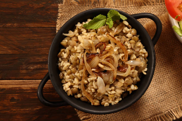 Middle Eastern Mujaddara Bulgur Wheat Rice