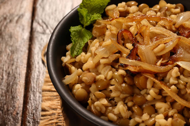 Middle Eastern Mujaddara Bulgur Wheat Rice