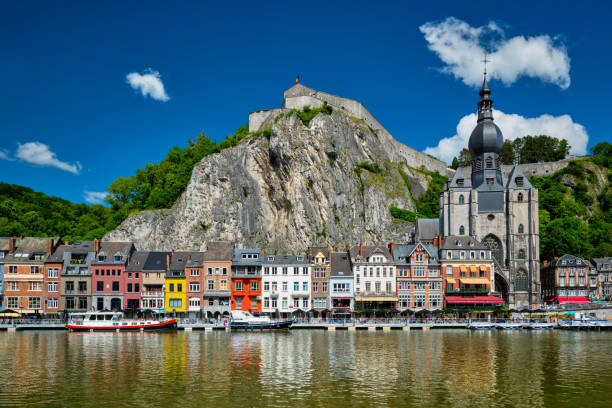 View of picturesque Dinant town. Belgium stock photo
