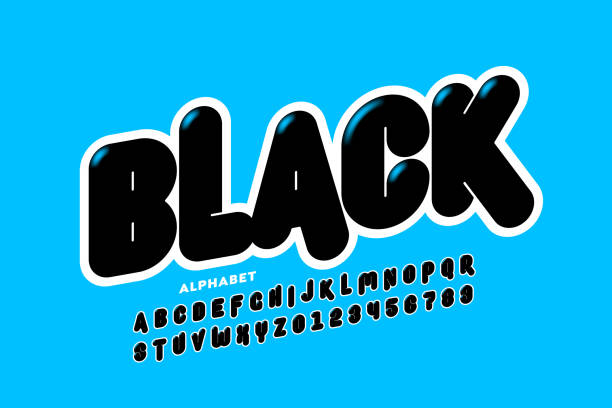 moderne schwarze schrift - typografie stock-grafiken, -clipart, -cartoons und -symbole