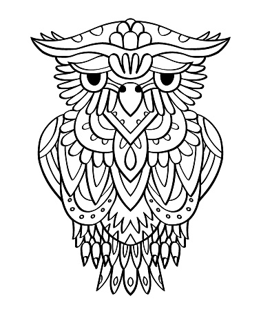Decorative Owl Coloring Book Vector Handdrawn Ornate Owl Tattoo Style Line  Art Owl Illustration Stock Illustration - Download Image Now - iStock