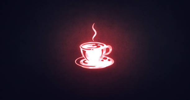 istock Flickering blinking neon light espresso coffee image symbol sign on background, open espresso coffee bar 1336279188