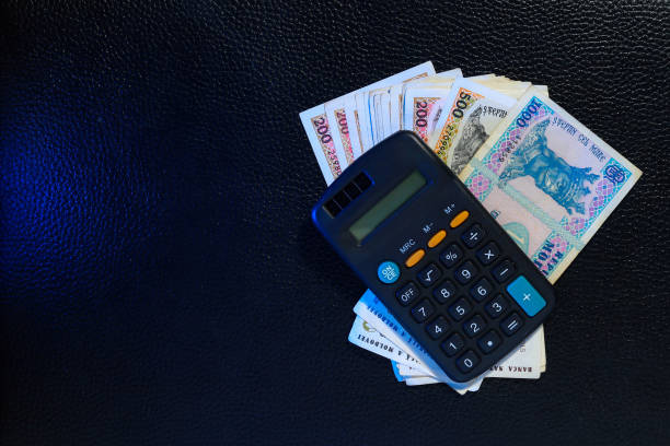 istock Moldovan lei MDL and calculator. Economic background with copy space 1336283154