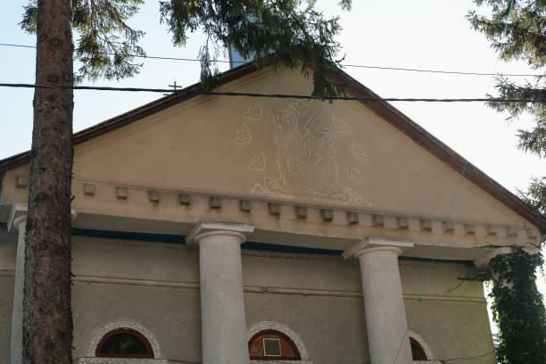 Abstract religious background of church and monastery.